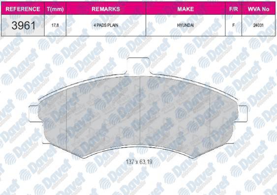 ON FREN BALATASI ELANTRA 01 03 / MATRIX 02 07 / MATRIX 07>