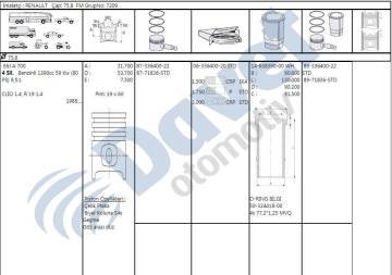 Motor Pıston+Segmanı Megane-R19-Clıo-Express-Kangoo 1,4İ E6J 75,80Mm Std