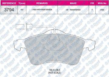 FREN BALATASI ON FISLI WVA 21883 VOLKSWAGEN TRANSPORTER T4 2.5 2.8