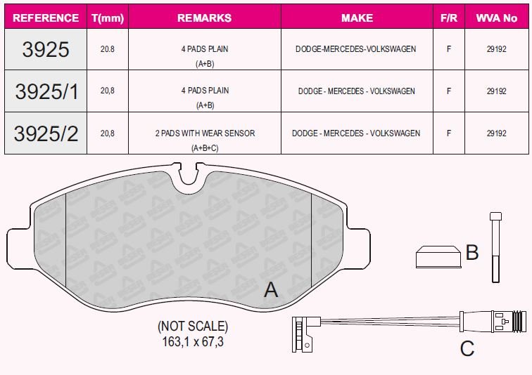 Ön Balata Fişsiz Crafter 2.5 Tdı 06=>-Sprınter 6.06=> Vıano Vıto 03=> Gdb1698