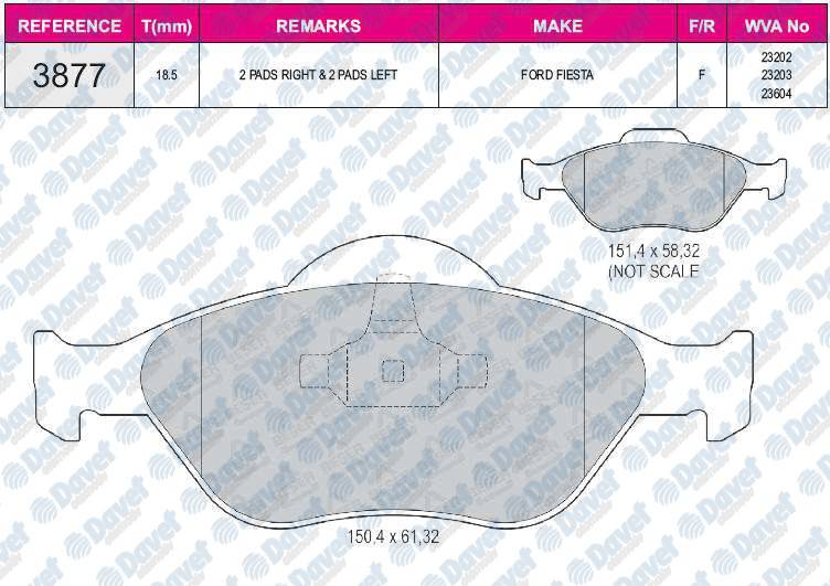FREN BALATASI ON WVA 23203  FIESTA V FUSION KA 1.3 1.4 1.4TDCI 2001->