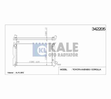 RADYATÖR SU AVENSIS 03-08 / COROLLA VERSO 02-04 2.0 DİZEL 26mm M-T BRAZING
