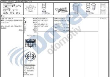 MOTOR SEGMANI MEGANE-LAGUNA-TRAFIC-MASTER 2.0DCI 114HP 06-> M9R EURO 4 84.00mm STD