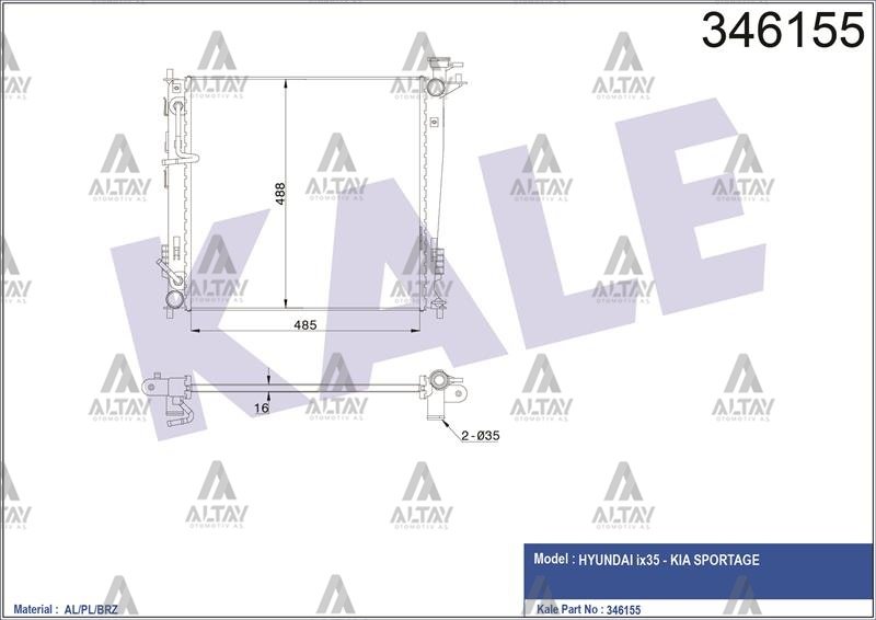 RADYATÖR SU IX-35 10-15 / SPORTAGE 11-15 2.0 DİZEL A-T BRAZING