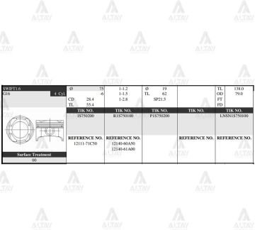 PİSTON TAKIM VITARA 1.6L 16V / 89-99 / 75.00mm / G16B / STD