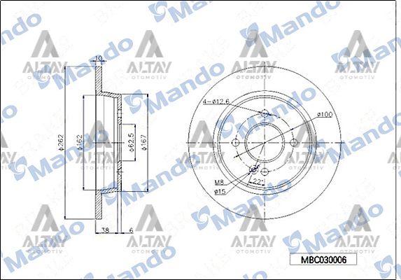 FREN DİSKİ ACCENT 12-18 BLUE / I-20 15-21 / RIO 12-16 / RIO 06-11 / BAYON 21=> ARKA DÜZ 262-4