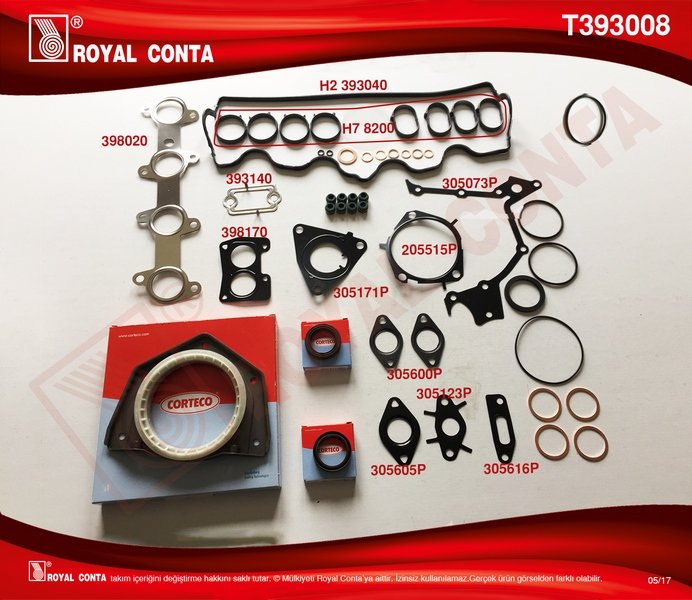 MOTOR TAKIM CONTA KEÇELİ+S LASTİKLİ DOBLO-PUNTO 1.9 DZL (223A6.000 MOTOR) (SKC'SİZ)