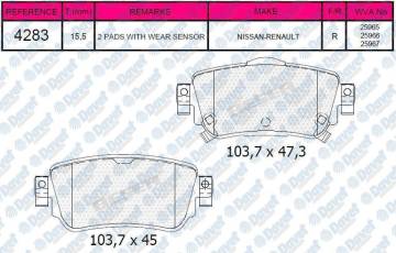 Arka Fren Balatası Qashqaı 2013> Renault Kadjar 2015>
