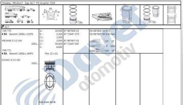 MOTOR SEGMANI MEGANE II-SCENIC-LAGUNA 2,0 16V F4R 82,70mm STD