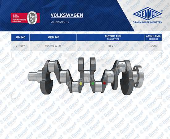 Krank Volksvagen 1.6 Bfq Motor