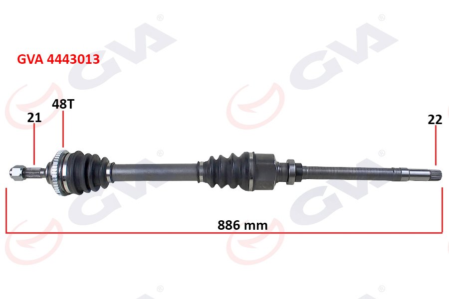 Komple Aks Sağ Peugeot 206 1.6İ (98-06) Tu5 Abs'Li (48 Diş) (886Mm)