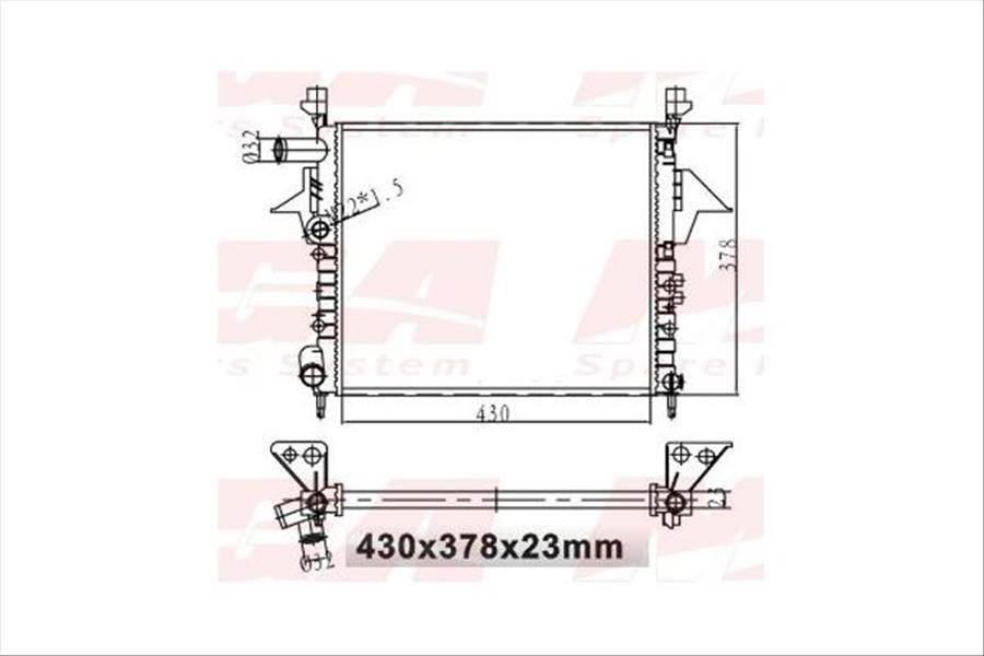 SU RADYATORU MEKANİK ( RENAULT : TWINGO 1.2 8V --97 NAC ) MUSUR DELIKLI 430×378×23