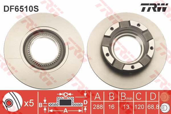 Arka Fren Dısk Aynası Transıt Custom V362 2,2Tdcı 13 /> Abslı O,Ceker Cap: (288×16)