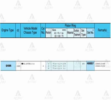 SEGMAN ELANTRA  96-00 1.6 / 77.90mm /G4GR / 0.50 TAKIM