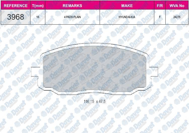 FREN BALATASI ON HYUNDAI I10 08-11 KIA PICANTO 04-10