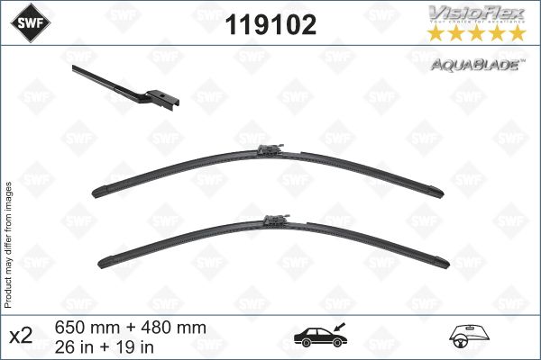SWF AQUABLADE FLAT BLADE (X2) (650+480 MM)VOLVO XC60 17 >SWF (MUZ TİPİ) SİLECEK BİNEK