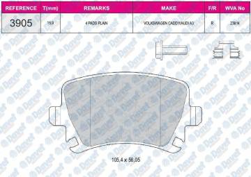 FREN BALATASI ARKA WVA 23914 GOLF IV GOLF V CADDY PASSAT AUDI A3 A4 A6 03->