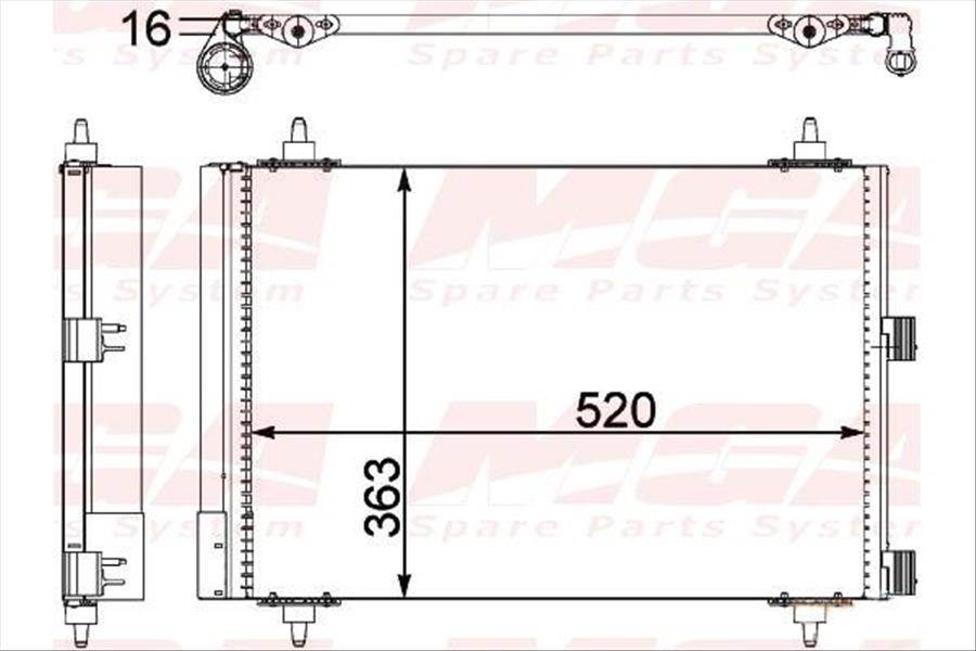KLIMA RADYATORU-(PEUGEOT: PARTNER II / BERLINGO ''16 D'' / XSARA / PICASSO 06- )