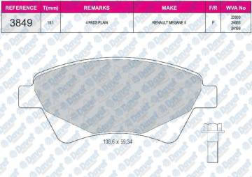 FREN BALATASI ON WVA 23930 MEGANE II SCENIC II 1.5DCI 1.9DCI 2003->
