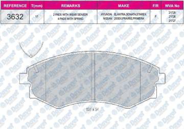 Fren Balatası On Shımlı Wva21725 Lantra I-Iı 90-00 Sonata Iı-Iıı-Iv 88-01