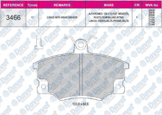 ON FREN BALATASI TEMPRA TIPO UNO PUNTO 1.4 / 1.6 / 1.8 / 2.0