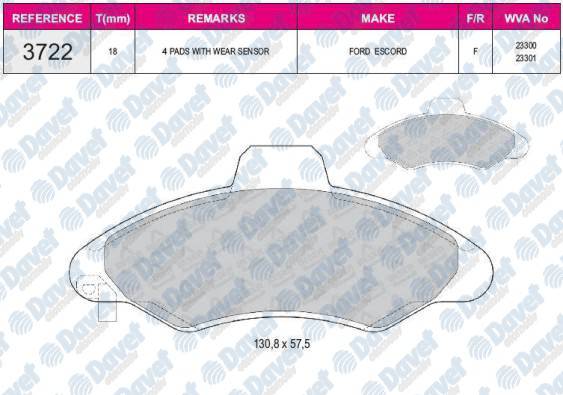 FREN BALATASI ON WVA 23300  FORD ESCORT CLASSIC10/98-07/00 ESCORT VII GAL AAL ABL AFL ANL ALL 1996-1999