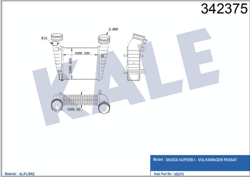 TURBO RADYATORU PASSAT 1,8T 20V 00>05 SUPERB 02>08