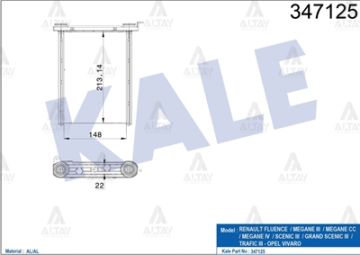 RADYATÖR KALORİFER FLUENCE 10-12 / MEGANE III 08-15 / VIVARO 14=> / SCENIC III 09=> / TRAFIC III 14=> BRAZING