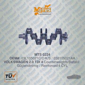 KRANK MILI ( GUCLENDIRILMIS ) AMAROK 10>16 CC 12>17 JETTA 11>18 PASSAT 11>15 TIGUAN 08>18 T6 10>15 A3 09>13 A4 SUPERB 08>15 A5 11>17 A6 09>14 Q3 12>14 Q5 09>17 2.0TDI CCHB CCHA CFCA CSHA CGLD CGLC CMGB CGLE