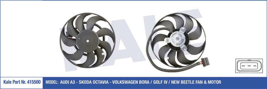 FAN MOTORU DAVLUMBAZLI SAĞ GOLF IV-BORA (99-01)LEON-OCTAVIA-FABIA 1.8-1.8T-1.9TDI-2.0 (150W-290mm)