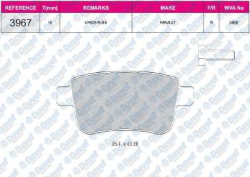FREN BALATASI ARKA  VWA 24692 KANGOO 1.5DCI 1.6 16V 2008->