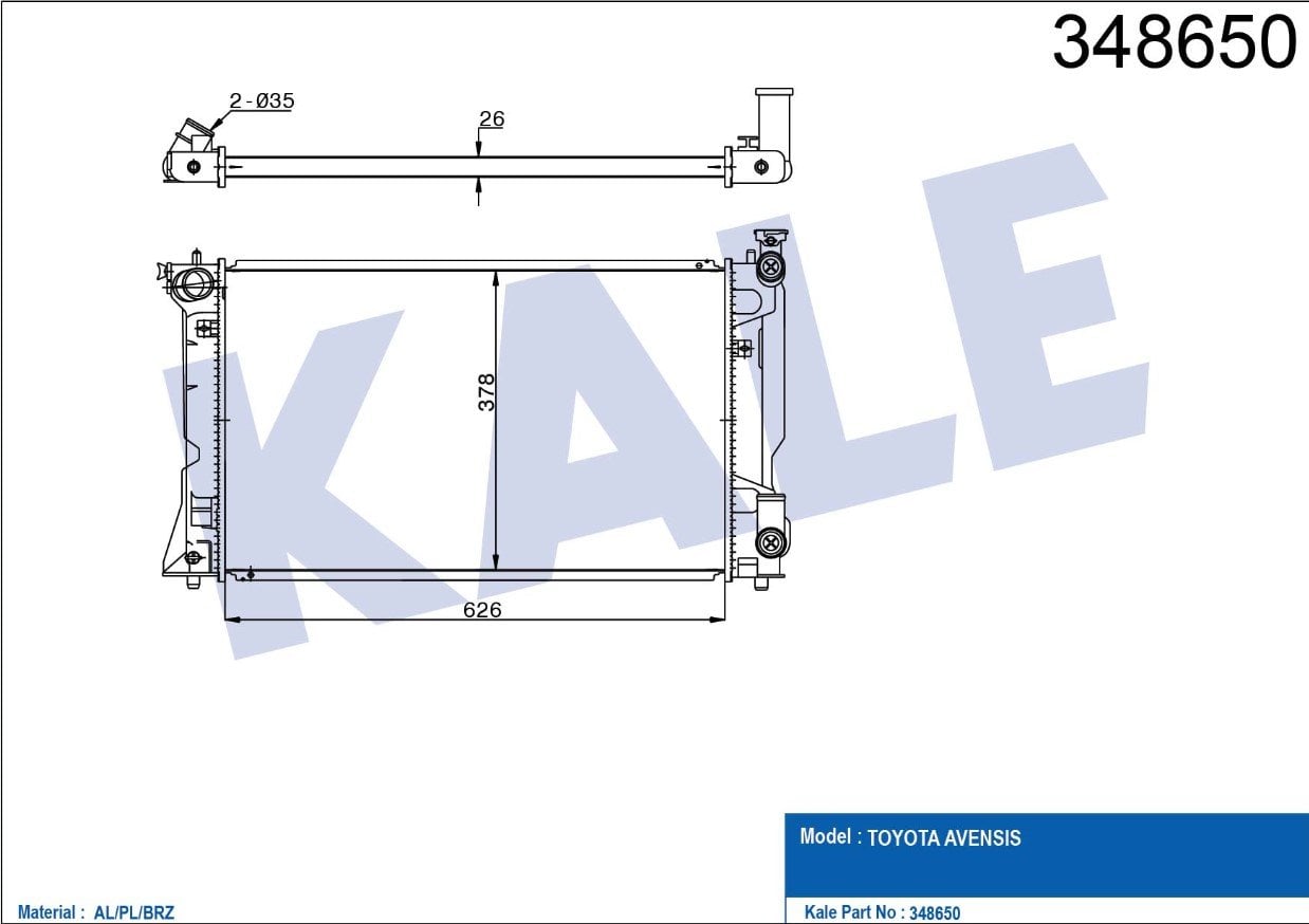 RADYATÖR SU AVENSIS 03-08 2.0 BENZİNLİ M-T BRAZING