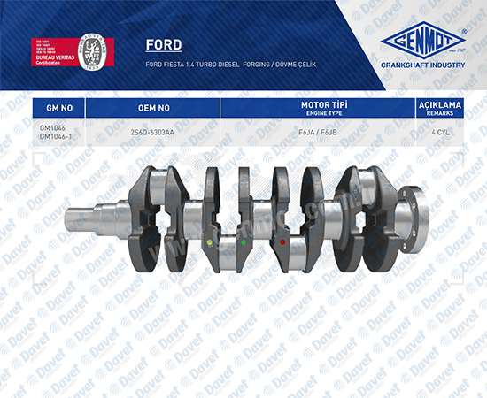 KRANK P107-P206-P207-P307 1.4 HDI - C1-C2-C3 NEMO-BIPPER-FIESTA-FUSION 1.4HDI 01-> F6JA/B GM1153
