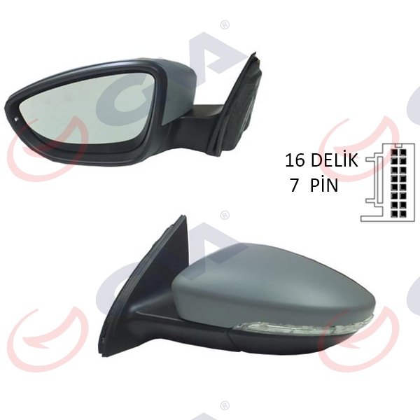 DIŞ DİKİZ AYNASI SOL PASSAT 11> ELEKTRİKLİ+ISITMALI+Ç.AYDINLATMALI+ASTARLI+ASFERİK 7 FİŞ VM-6194NEHPAL