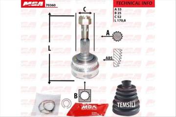 AKS KAFASI DIS 43D ( OPEL : VECTRA A 1.7D 1.8 2.0 ABSLI 43 DİŞ) 33×25×52