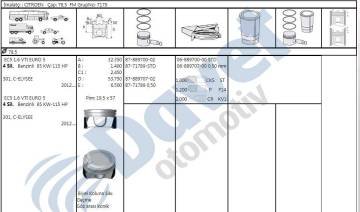 PISTON SEGMAN (78,50MM) / (0,50 FARKLI) P301 C ELYSEE P208 13> P308 II 14> EC5 / EC5F (1,6 VTI 16V EURO5)