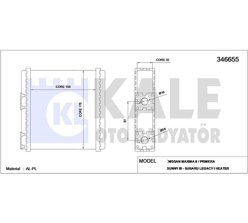 RADYATÖR KALORİFER PRIMERA90-95 /SUNNY90-94 / MICRA92-00 MEKANİK