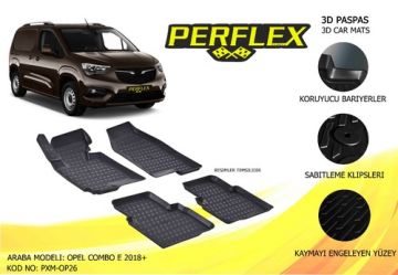 PERFLEX 3D X-MAT HAVUZLU PASPAS ÇEŞİTLERİ SİYAH OPEL COMBO E 2018+ 3D X-MAT 5 PCS