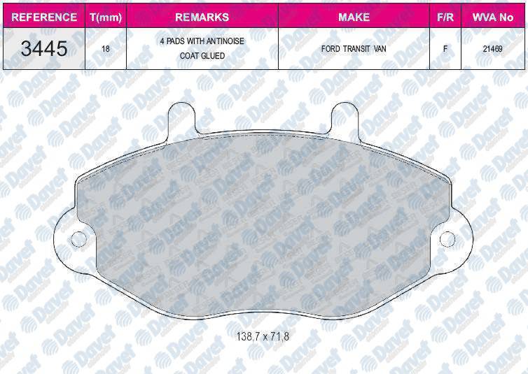 FREN BALATASI ON WVA 21469 FORD TRANSIT T15 TOURNEO 91-00