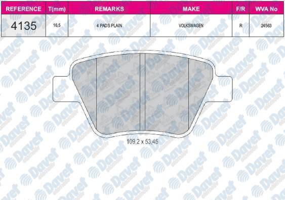 ARKA FREN BALATASI LEON CADDY OCTAVIA 1.4TSI / 1.6 / 1.8TSI / 1.9TDI / 2.0 09 / 04>