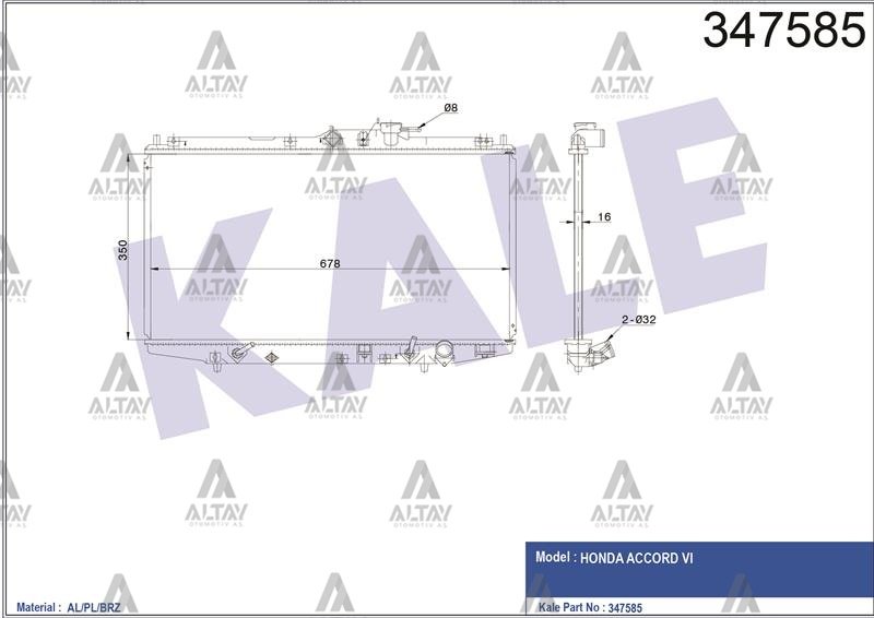 RADYATÖR SU ACCORD 98-02 A-T BRAZING