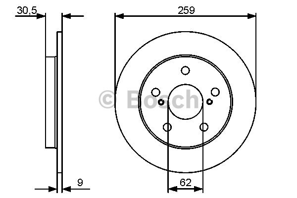 FREN DISKI ARKA 259MM  TOYOTA  AURIS E15 1.4 1.6 10/06->