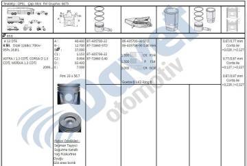 Motor Segmanı Fıorıno 1,3Jtd 16V Bıpper Nemo 1,3Hdı 16V 75Hp Multıjet Iı Euro 5 Motor Astra J Corsa D Merıva B A1,3Dte (1,3Cdtı 16V) 09> (69,60Mm) / (0,40 Farklı) Olcu: (1,5×1,5×2)