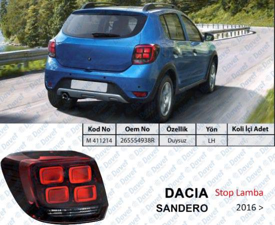 STOP LAMBA DACIA SANDERO  2016-  DUYSUZ SOL