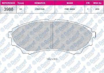 FREN BALATASI ON WVA 24353 FORD RANGER 2.5TD 4X4 04/2002-09/2005 MAZDA B SERIES PICK-UP TRUCK 2.3 4WDBT50