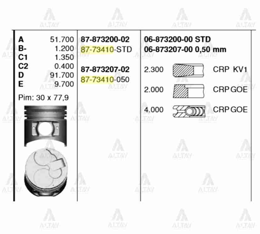 PİSTON SEGMANLI CANTER 511 / 711 4M40 050