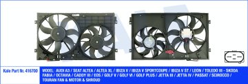 FAN MOTORLARI+DAVLUMBAZ KOMPLE DUAL KIT (200W 360 / 150W 295mm) CADDY III 09>16> BEETLE 12> CC 12> GOLF V VI 04>07>13 JETTA 06> PASSAT 09>15 SCIROCCO 09> TIGUAN 08> TOURAN 09>15 AUDI A3 04>13 TT 07>14 ALTEA 04>15 