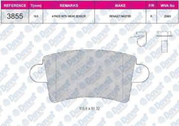 ARKA FREN BALATASI MASTER II MOVANO 1.9 / 2.5D / 2.8DTI TUM MODELLER (01 )