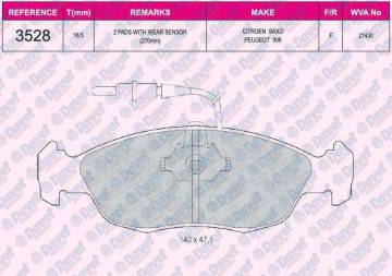 FREN BALATASI ON SHIMLI WVA 21430 PEUGEOT P306 CITROEN SAXO 1.6 16V YM 95->