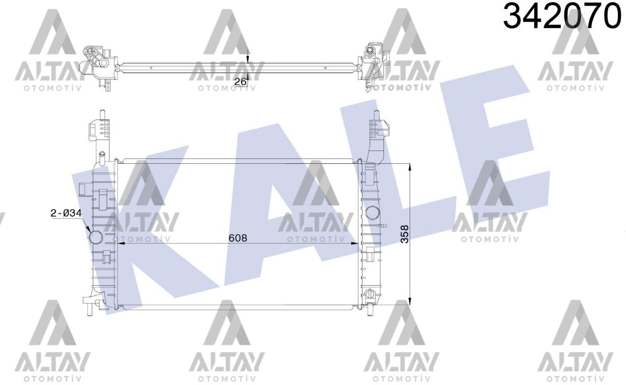 RADYATÖR SU MERIVA A 03=> 1.6-1.8-1.4-1.6 (MT) BRAZING
